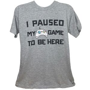 BROOKLYN VERTICAL YXL Gray I Paused My Game To Be Here Video Gamer Controler